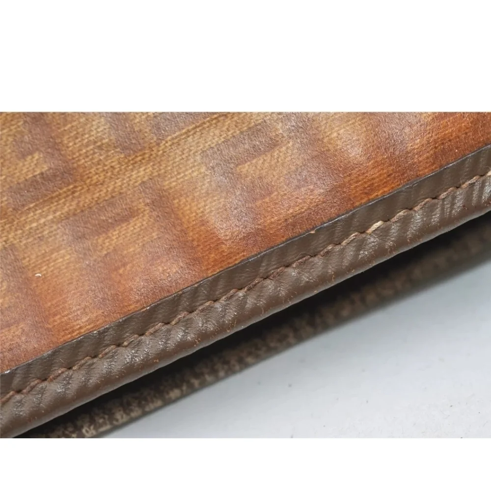 Fendi Zucca Vintage Rare Clutch Pouch W/Leather Trim Strap - Picture 8 of 16